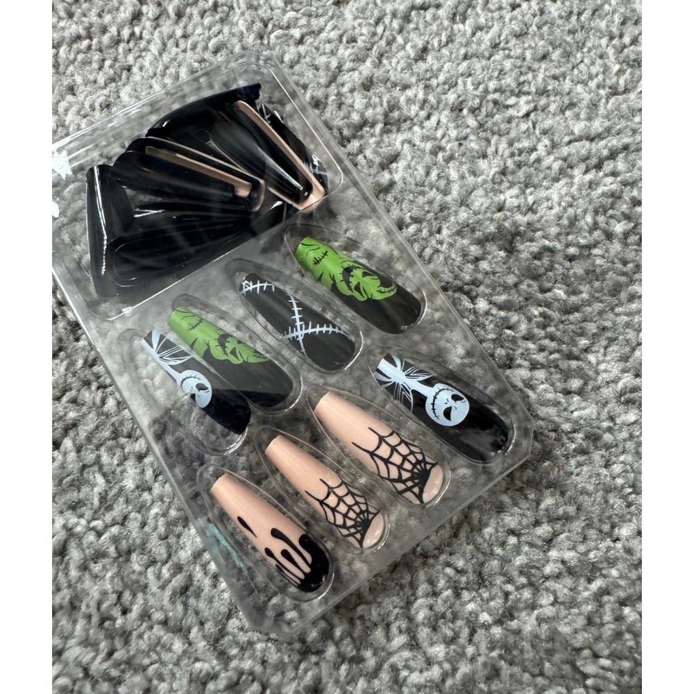 Monina Halloween Jack Press On Nails Black Nude Spider Web New